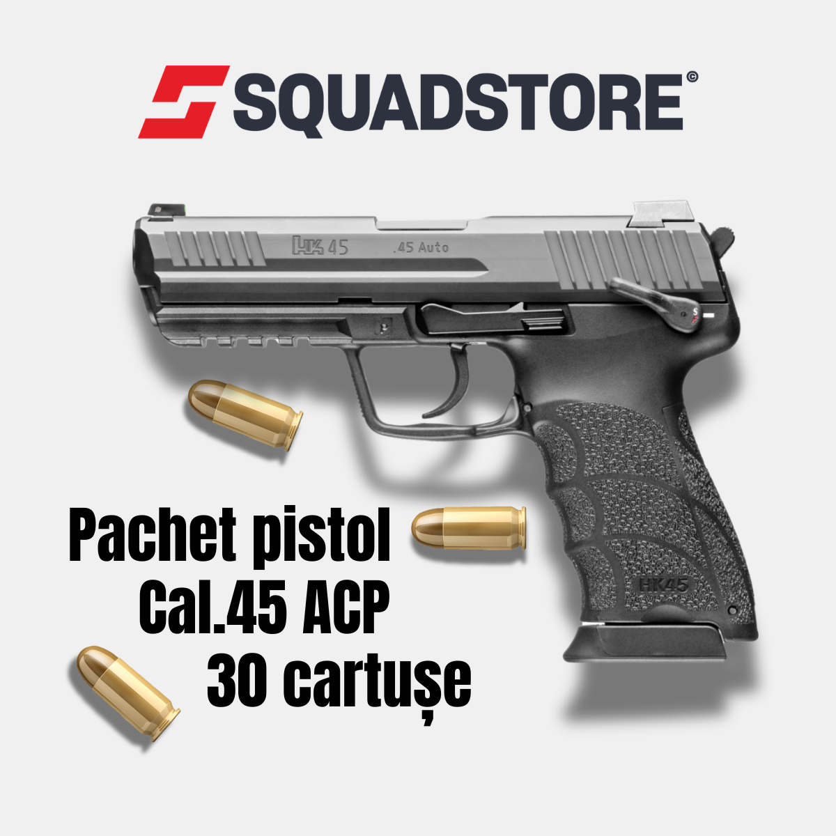 3 Pachet pistol HK .45 ACP/ 30 cartuse/persoana Cod 96 - imagine 1