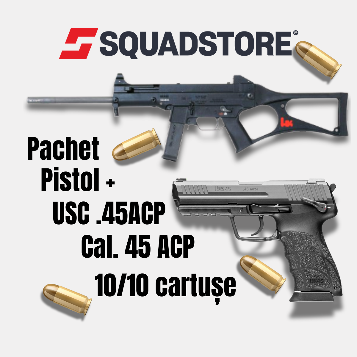 11 Pachet pistol cal. .45ACP + carabina HK USC.45 ACP / 10 / 10 cartuse Cod 217 - imagine 1